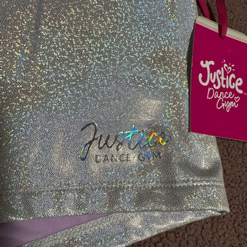 Justice Iridescent Lavender &‎ Silver Dance Set with Black Trim
